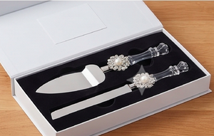 Best Quality Silver Stainless Steel Cake Server Knife Cutlery <b>Set</b> With Acrylic Handle Perfect Wedding Dessert Serving And Home - Product Image 4