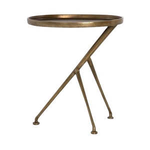 โต๊ะกาแฟทรงกลมทำจากทองเหลืองโบราณทำจากโลหะใช้สำหรับถือในบ้านดีไซน์หรูหรา - Product Image 1