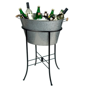 Bac à boissons galvanisé de haute qualité avec emblème abeille, seau à glace ovale en métal avec poignées en bois pour les fêtes, résistant à la rouille - Product Image 5
