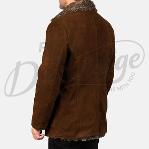 Abrigo de Cuero para Hombre, Color Marrón, con Forro de Piel Sintética de Primera Calidad, Solapa con Muescas, Chaqueta de Cuero Genuino Cálida para Invierno, Estilo Casual - Product Image 2