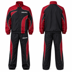 Red Black Windbreaker Tracksuit Set Two Piece Sportswear Jacket <b>Pants</b> Training Running Casual Matching Outfit Wholesale - Product Image 3