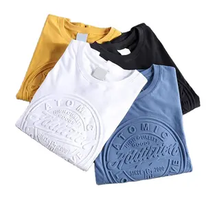 Camisetas de alta qualidade para homens OEM fabricantes de roupas chinesas camisetas listradas clássicas com listra e gola redonda