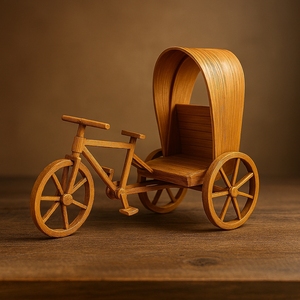 Handmade <b>Bamboo</b> <b>Craft</b> Rickshaw Decorative Model Eco-Friendly Smooth Polished Customizable Size Showpiece Art Collectible Home - Product Image 5