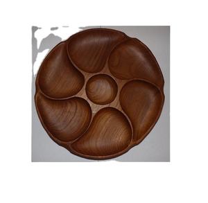 Forme unique ronde avec côté séparé Plateau de table décoratif de haute qualité en bois d'acacia - Product Image 1