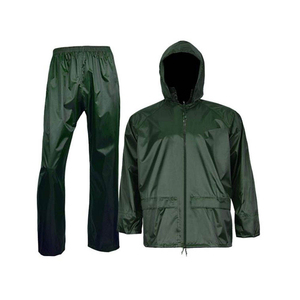 Durable Waterproof Hooded Long Solid <b>Rain</b> Suit Set PU Coated Polyester/Nylon OEM Bulk Supply Wholesale Export Construction - Product Image 1