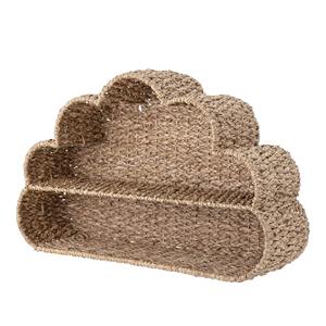 Seagrass <b>wall</b> shelf kid cloud shape woven wicker <b>floating</b> <b>shelves</b> nursery playroom storage organization rack home decoration - Product Image 4