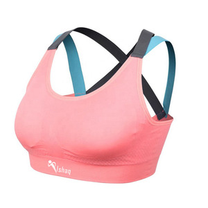 Soutien-gorge de sport noir pour femme, bretelles racerback, col rond, maintien élevé, vêtement de fitness, couleur unie, respirant, séchage rapide, sans couture - Product Image 5
