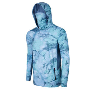 Sweat à capuche unisexe pour la pêche, pull-over uni UPF 35 anti-UV, manches longues, vêtements d'extérieur avec logo personnalisé et tissu 160g - Product Image 1