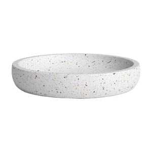 Cuenco decorativo de mármol blanco ecológico, bandeja de piedra hecha a mano, plato de mármol de lujo moderno elegante, bandeja de servicio poco profunda, pieza central - Product Image 1