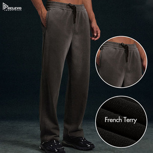 465GSM Unisex Heavyweight Sweatpants – Cotton <b>Polyester</b> Vintage Washed Terry Straight Leg Streetwear <b>Joggers</b> - Product Image 3