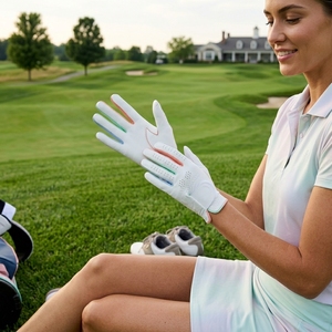 Gant de golf en cuir Cabretta INJAE de qualité supérieure, main gauche, fermeture auto-agrippante, anti-UV, respirant, fentes pour les doigts, adhérence sécurisée, léger - Product Image 3