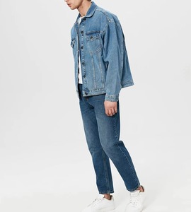 Customized High Quality Unisex Coated Denim Jackets Casual Solid Vintage 100% Cotton Stand Front Pocket Winter Style Plus Size - Product Image 5