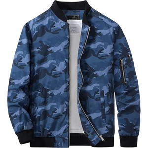 Blouson bomber camouflage pour homme, fermeture éclair, vêtement d'extérieur décontracté, coupe classique, col rabattu, matière polyester, pour l'automne - Product Image 5