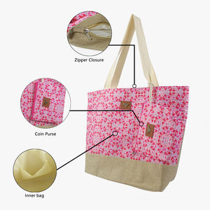 Organic Jute Picnic Tote <b>Bag</b> Eco Friendly Grocery Shopping and Beach Carry <b>Bag</b> - Product Image 5