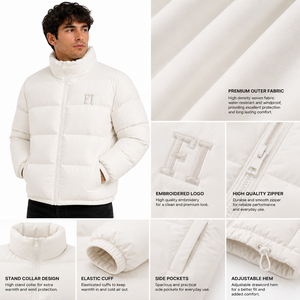 Vestes matelassées thermiques personnalisées pour hommes, col montant, fermeture éclair intégrale, vêtements d'extérieur décontractés d'hiver, streetwear rembourré, veste OEM pour l'extérieur - Product Image 5