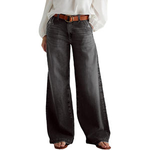 Jeans de Mezclilla Negros de Lujo para Mujer, Tela de Alta Calidad, Impresión y Bordado de Logotipo Personalizado - Product Image 1