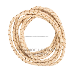 Custom 3mm Antique Natural <b>Braided</b> Leather <b>Cord</b> Personalized Vintage Bolo Leather Manufacturer India - Product Image 2