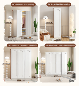 Modern Tall <b>Wardrobe</b> with Polycarbonate Ribbed Doors <b>Large</b> Capacity Space-Saving Clothing Organizer for Bedroom Home Storage - Product Image 6