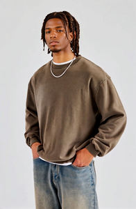 Sweat-shirts à col rond pour homme personnalisés, streetwear, épaules tombantes, coupe régulière, 100% coton, hiver - Product Image 6