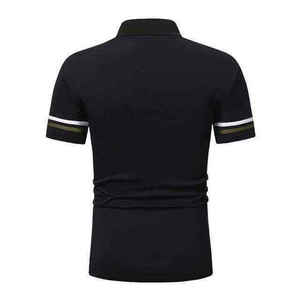 เสื้อโปโลชายคุณภาพสูง ลายทาง ดีไซน์ลำลองสำหรับวิ่งในฤดูร้อน แขนสั้น ทรงเข้ารูป สำหรับผู้ชาย - Product Image 2