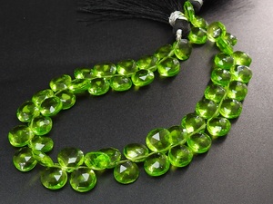 Peridot Green Quartz Faceted Heart Teardrop Glass Beads 8X8mm Colored Crystal Lampwork Handmade Earring Jewelry Making 8 Inch - Product Image 5