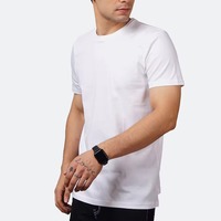T-shirt blanc pour homme, manches courtes, coupe classique, jersey en coton décontracté, col rond, design uni