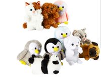 Collection de jouets en peluche très demandée : divers animaux en peluche, oreillers en forme d'animaux, chatons en peluche, chiens en peluche, dinosaures en peluche