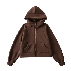Sudadera con capucha gruesa estilo streetwear para mujer, otoño-invierno 2024, holgada, color liso, abrigo informal, chaqueta corta Y2K 100% frontal - Product Image 2