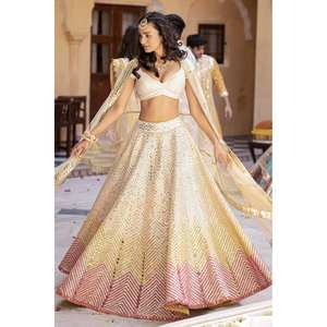 Designer Wedding Apparel Lehenga Choli for Parties Featuring Multi-Thread Work and <b>Paper</b> <b>Mirror</b> - Product Image 1