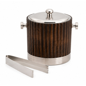 Seau à glace en bois au design élégant avec garniture en laiton doré, double paroi en acier inoxydable isolé, refroidisseur à vin et champagne pour hôtel et bar - Product Image 6