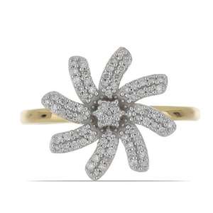 Bague en or massif 14 carats sertie de diamants blancs cultivés en laboratoire, faite à la main, bijoux en gros, bague pour femme, design floral unique, cadeau pour elle - Product Image 1