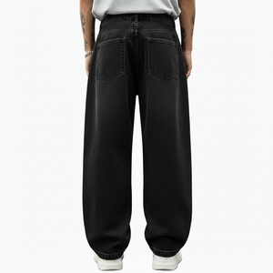 Jeans en denim élégants pour hommes, coupe droite vintage, marque personnalisée, haute qualité, décontractés et durables, vente en gros - Product Image 3