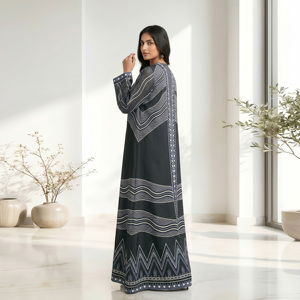 BSY Printed Open Front Abaya Modest Islamic Wear Arabic Maxi Robe Contemporary Muslim Clothing <b>for</b> Women - Product Image 2