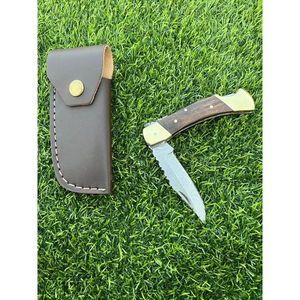 มีดพกทำมือ Burraq DIY เหล็กดามัสกัส พร้อมด้ามไม้และปลอกหนัง สำหรับเป็นของขวัญวันครบรอบ ของขวัญเพื่อนเจ้าบ่าว - Product Image 4
