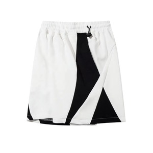 Men's White Black Geometric Panel Sport <b>Shorts</b> Drawstring Waist Breathable Quick Dry <b>Short</b> Length - Product Image 3