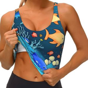 Soutien-gorge de sport personnalisé OEM pour femme, imprimé poisson océan, sublimation, crop top de yoga respirant, vêtements de fitness actifs en gros - Product Image 2