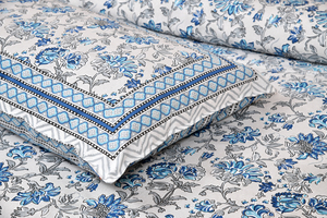 Drap plat en coton pur imprimé Jaipur 200TC, toutes saisons, écologique, lavable, durable, doux pour la peau, taille complète - Product Image 3