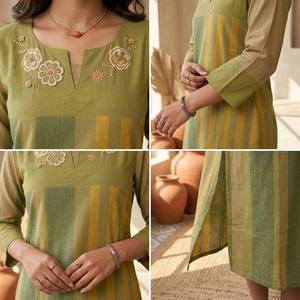 Premium Quality Handwoven Cotton <b>Kurti</b> for Women Breathable Lightweight Ethnic Casual Wear Office Daily Use Tunic Top For Sa - Product Image 5
