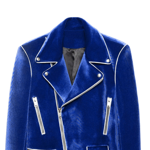 <b>Men's</b> Winter <b>Velvet</b> Slim Fit Luxury Formal <b>Dinner</b> <b>Jacket</b> with Stand Collar and Front Logo - Product Image 4