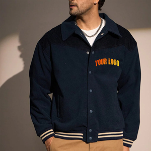 Chaqueta Varsity de Lana para Hombre, Precio al por Mayor, Bordado Personalizado en la Parte Delantera, Estilo Preppy, Cuello Camisero, Cierre de un Solo Botón, para Invierno - Product Image 5
