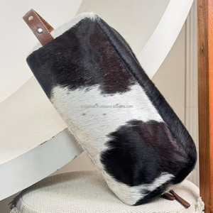 Organizador de cosméticos de piel de vaca personalizado al por mayor bolsa de maquillaje de cuero genuino de lujo de alta calidad bolsa de viaje para hombres y mujeres Dopp Kit - Product Image 5