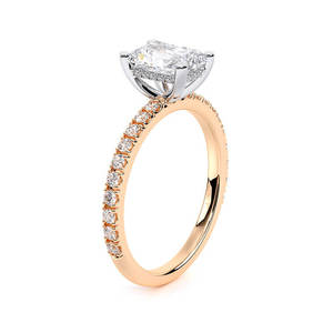 Anillo de Compromiso con Diamante Cultivado en Laboratorio, Corte Radiante, Pavé, Halo Oculto, 2.00 CTW, Oro de 14K, Bañado en Rodio, Certificado IGI, Moderno, para Boda - Product Image 3