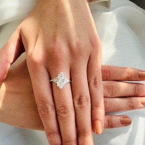 Marquise Cut Moissanite Engagement <b>Ring</b> 925 Sterling Silver Pave Promise <b>Ring</b> For Women Elegant Gift Jewelry - Product Image 2