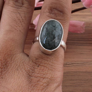 Venta al por Mayor de Joyería Minimalista de Plata de Ley 925 con Engaste de Labradorita Natural Simple, Gema Azul Fuego, para Apilar - Product Image 6