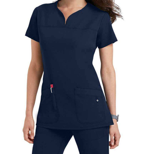 Women's Coral <b>Scrub</b> <b>Set</b> With V-Neck Top And Drawstring Pants Hospital Uniforms - Product Image 2