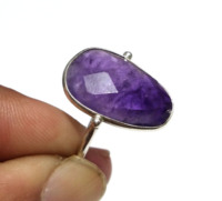 Anillo de Lujo de Plata de Ley 925 con Gema de Amatista Púrpura Natural Facetada, Joyería para Hombres y Mujeres para Usar en Fiestas