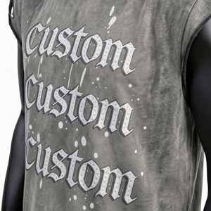 Men Cream Graphic <b>Sleeveless</b> Tank <b>Top</b> Studded Detail Custom Printed Streetwear Casual Summer Fashion Wear - Product Image 2