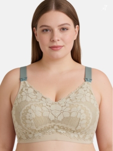Soutien-gorge d'allaitement sans fil grande taille Bmama, couvrant entièrement la poitrine, en dentelle de latex, avec bouton frontal, soutien-gorge de maternité, vente en gros - Product Image 3