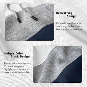 Sudadera con Capucha para Hombre, Estilo Color Block, Forro Polar, Manga Larga, Diseño de Parches, Informal, con Bolsillos - Product Image 4