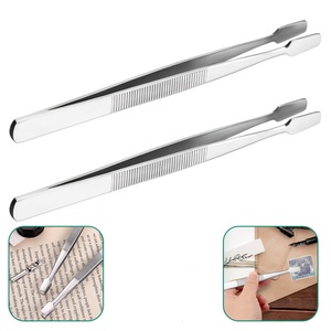Pince à épiler de précision en acier inoxydable de qualité supérieure, à pointe plate et pointe en épée, pour la philatélie, les bijoux, l'artisanat et la manipulation, avec poignée antidérapante - Product Image 6